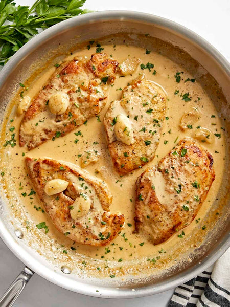 NEW Creamy Garlic Chicken served with Mashed Potatoes