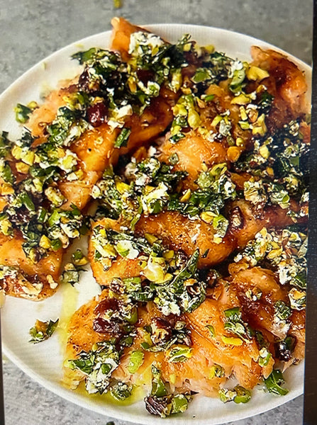 -NEW Slow Roasted Spiced Honey Salmon with herbed pistachio goat cheese date crumble served with Spicy Rice (MEAL PREP FAV)