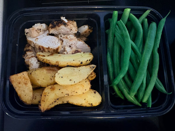 TUESDAY -Grilled Chicken Breast, lemon potatoes and steamed green beans (ready to eat)