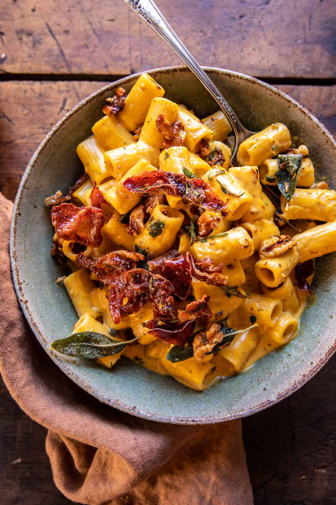 Friday-Isabelle's Pumpkin Rigatoni with Candied Prosciutto and Walnuts (GF available)