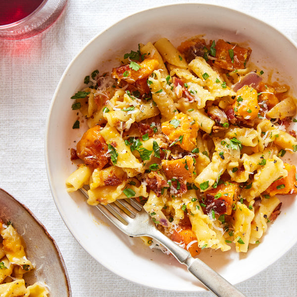 Monday- Butternut Squash Pasta with Bacon and Parmesan