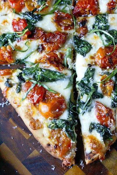 NEW Garlic Roasted Tomato and Spinach Flatbread (One serving generously feeds 1 adult or 2 kids)