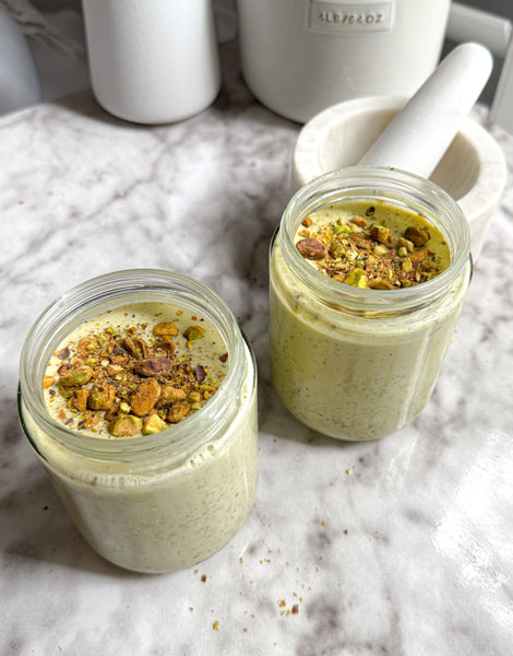 NEW High Protein Pistachio chia pudding Oats and Cottage Cheese