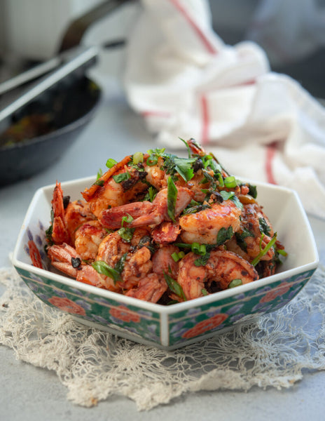 NEW Chili Crisp Garlic Shrimp served with Stir fry Veggies (GF, MEAL PREP FAV)