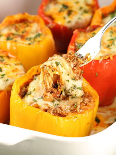 Low Carb Lasagna Stuffed Peppers (Keto, GF)