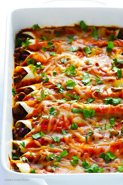 Choice of Beef or Veggie Enchiladas served with Tomato/Avocado Salsa