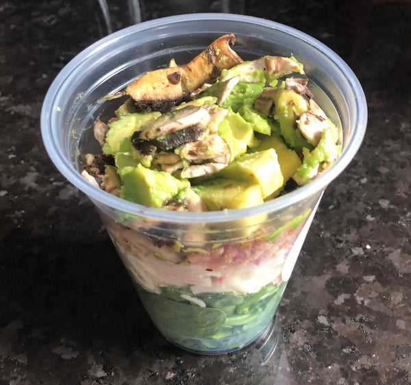 Protein Salad cup with tamari dressing (regular or snack size)
