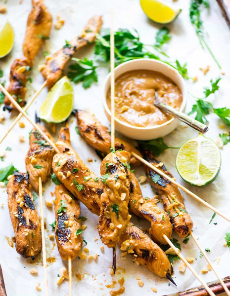 Chicken Satay Bowl with Spicy Peanut Sauce served with Choice or rice and Sautéed Broccoli (Gluten free, Dairy free)