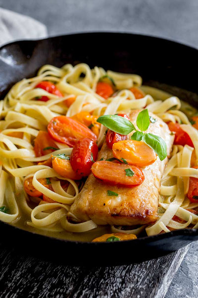 Linguini with Seared Wild Cod and tomatoes (choice of noodle)