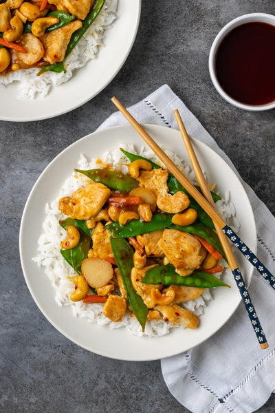 New Cashew Chicken with choice of Jasmine or Cauliflower rice (GF)