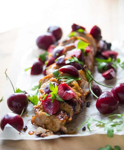 BBQ Ready Chipotle Pork Tenderloin with Cherry salsa served with Mashed Sweet Potato (GF)