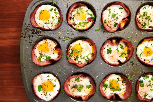 Baked egg cups (enough ingredients to make 1 dozen)