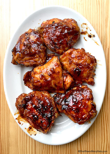 Korean Chicken served with Jasmine Rice, and Cucumber Salad