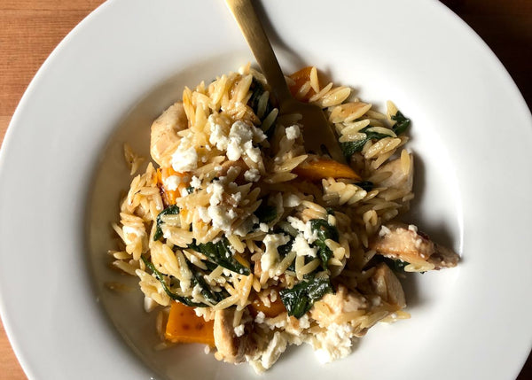 Mediterranean Chicken with Orzo Skillet