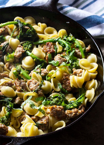 Pasta with Sausage and Rapini (GF option available)