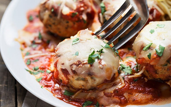 Meatball Parmesan served with choice of Pasta or Zoodles