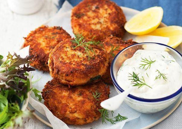 Salmon Patties served with spicy mayo  sauce